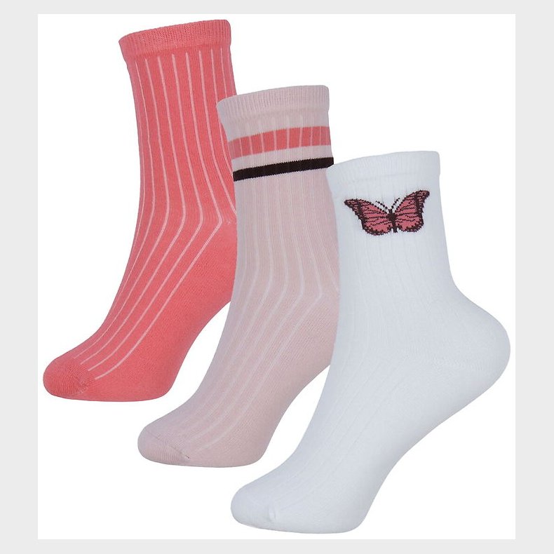 Name It Strmper - 3-pak - NkfLuna - Bright White/Rapture Rose/B