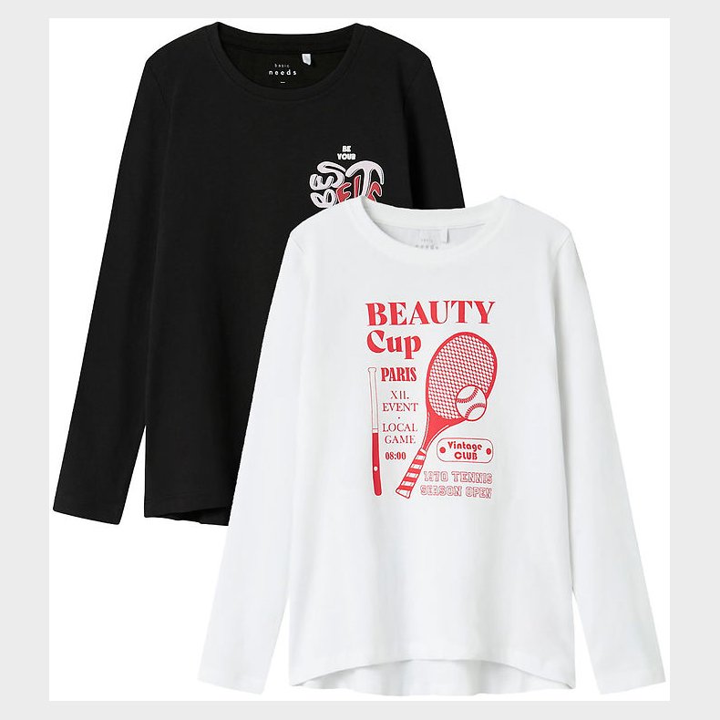 Name It Bluse - 2-Pak - NkfViolet - Loose - Black/Bright White/B