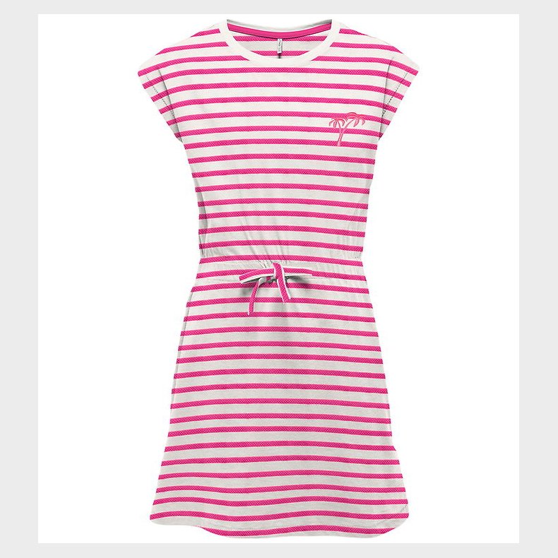 Kids Only Kjole - KogTrine - Cloud Dancer/Fuchsia Fedora