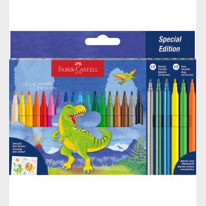 Faber-Castell Tuscher - Dinosaur 18+3 Metallic + 3 Neon + Sticke
