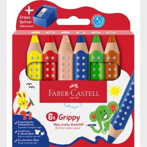 Faber-Castell Farveblyanter - XXL Jumbo Grip + Spidser - 6 stk
