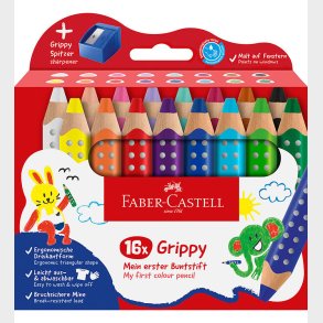Faber-Castell Farveblyanter - XXL Jumbo Grip + Spidser - 16 stk