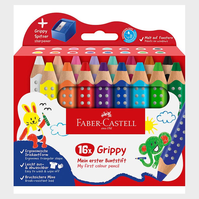 Faber-Castell Farveblyanter - XXL Jumbo Grip + Spidser - 16 stk