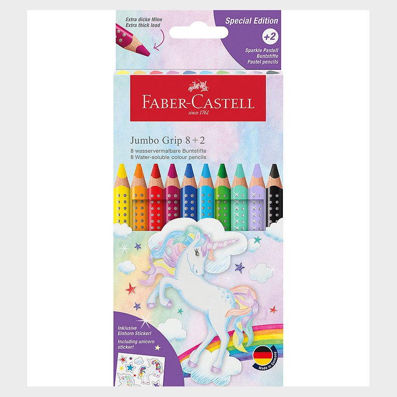 Faber-Castell Farveblyanter - Jumbo Grip - Akvarel - 8+2 Sparkle