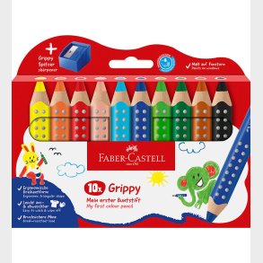 Faber-Castell Farveblyanter - XXL Jumbo Grip + Spidser - 10 stk.