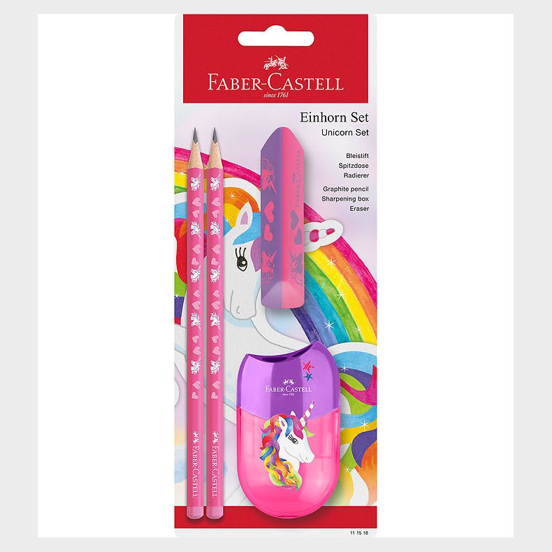 Faber-Castell Blyantst - Unicorn - 4 Dele - Pink