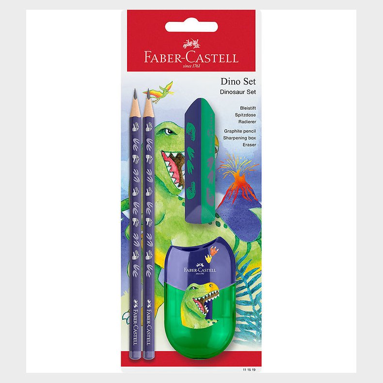 Faber-Castell Blyantst - Dinosaur 2 - 4 Dele - Bl