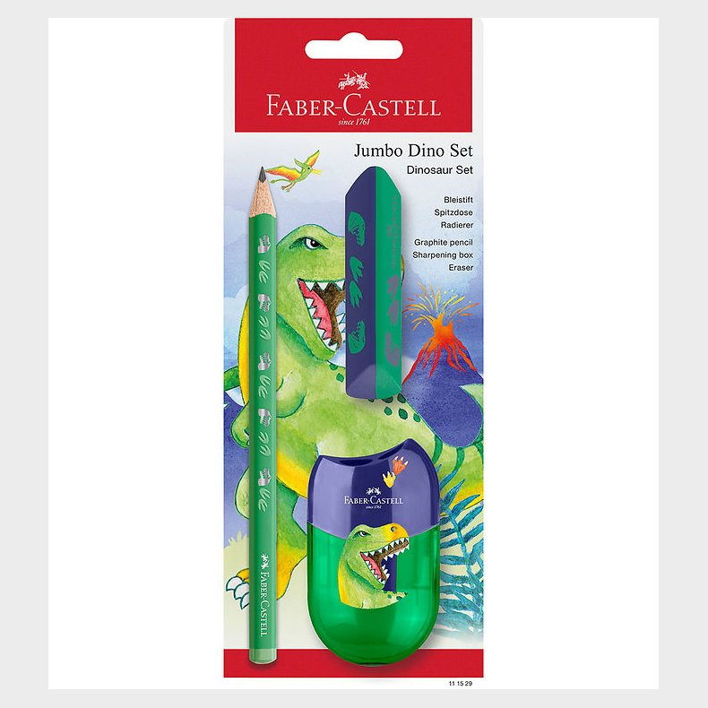 Faber-Castell Blyantst - Dinosaur Jumbo - 3 Dele - Grn