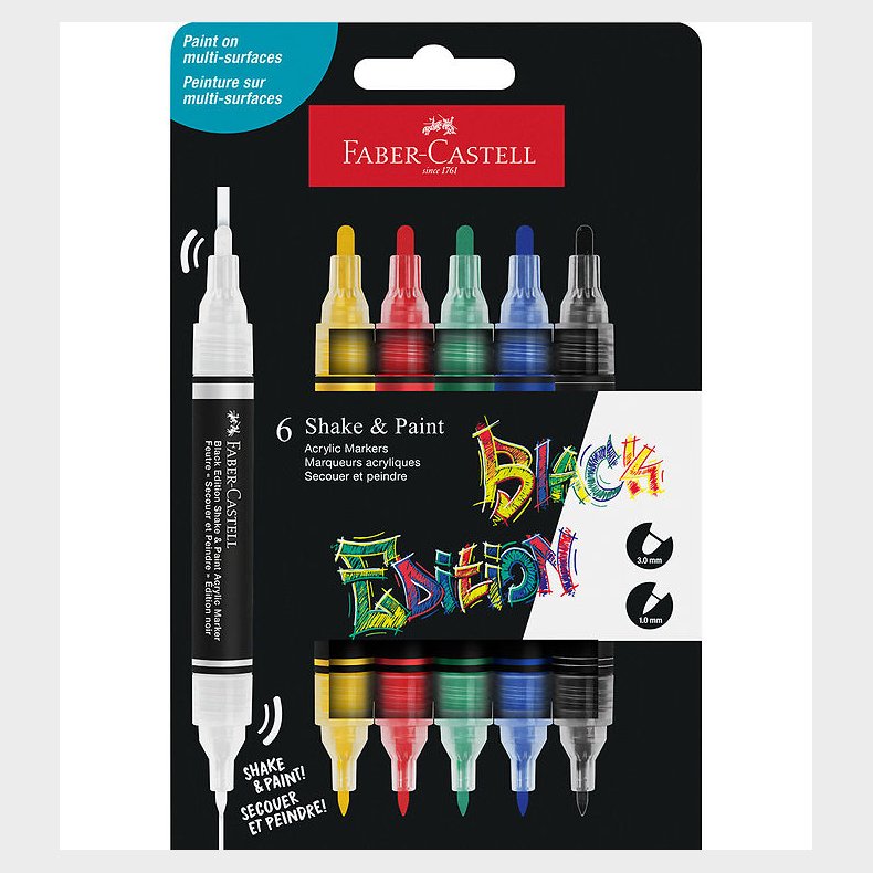 Faber-Castell Tuscher - Shake&Paint Acrylic - 6 Stk. - Multi