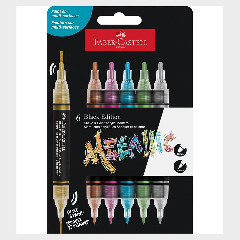 Faber-Castell Tuscher - Shake&Paint Acrylic - 6 Stk. - Metallic