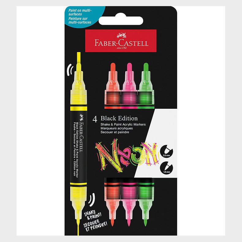 Faber-Castell Tuscher - Shake&Paint Acrylic - 4 Stk. - Neon
