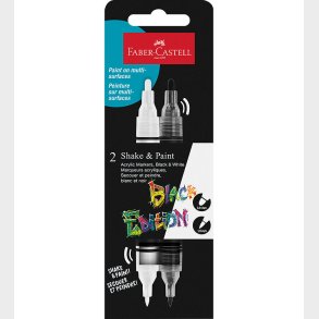 Faber-Castell Tuscher - Shake&Paint Acrylic - 2 Stk. - Sort/Hvid