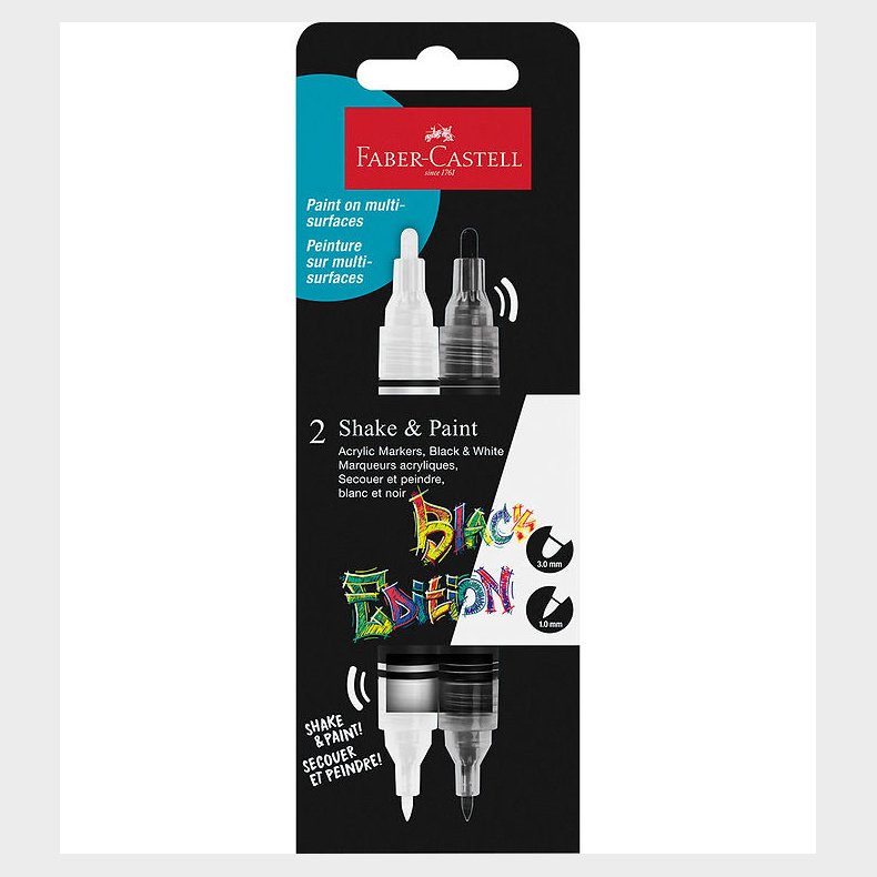 Faber-Castell Tuscher - Shake&Paint Acrylic - 2 Stk. - Sort/Hvid