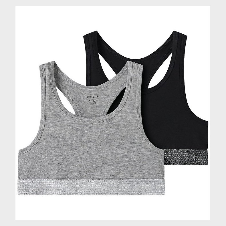 Name It Top - Noos - NkfShort - 2-pak - Black w/Grey Melange