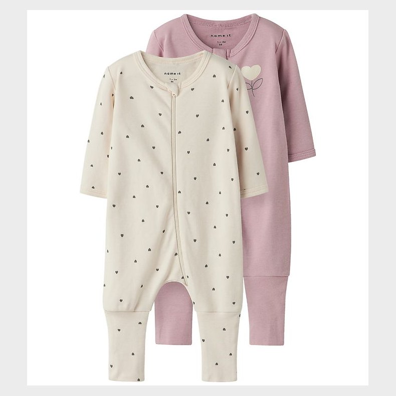 Name It Natdragt - 2-pak - Noos - NbfNightsuit - Summer Sand/W/D
