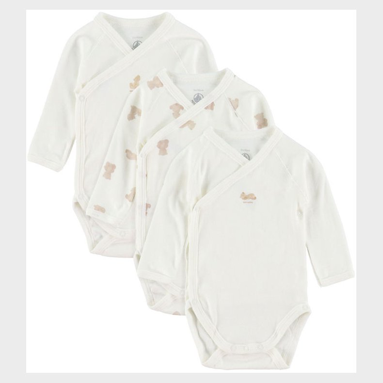 Petit Bateau Sl� om Body l/� - 3- pak - Hvid