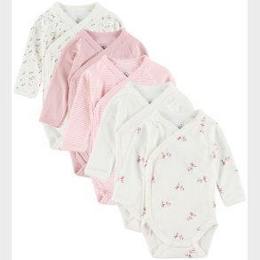 Petit Bateau Sl-om Body l/ - 5-pak - Hvid/Rosa