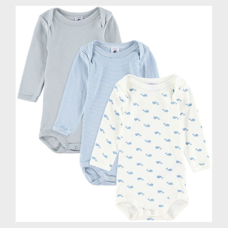 Petit Bateau Body / - 3-pak - Bl/Hvid