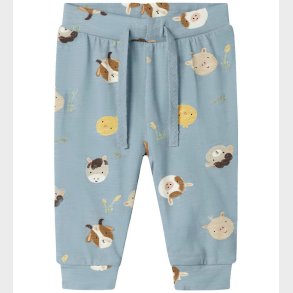 Name It Bukser - NbmLarm - Dusty Blue m. Print