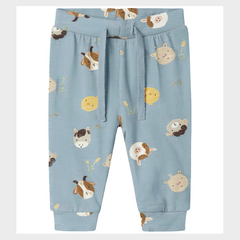 Name It Bukser - NbmLarm - Dusty Blue m. Print
