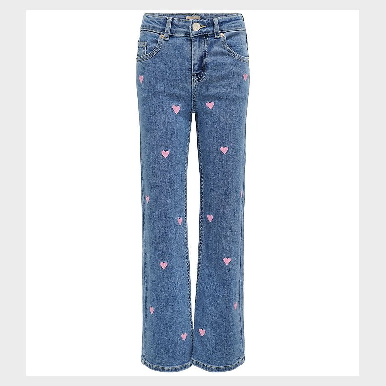 Kids Only Jeans - KogJuicy - Light Blue Denim/Pink Heart Embroii