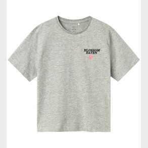 Name It T-shirt - NkfLonnie - Lysegrmeleret m. Print