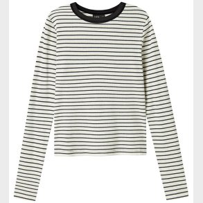LMTD Bluse - Rib - Noos - NlfHinaja - Dark Grey Melange/White St