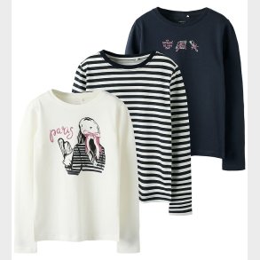 Name It Bluse - 3-Pak - NkfNiana - Dark Sapphire/Dark Sapphire+C