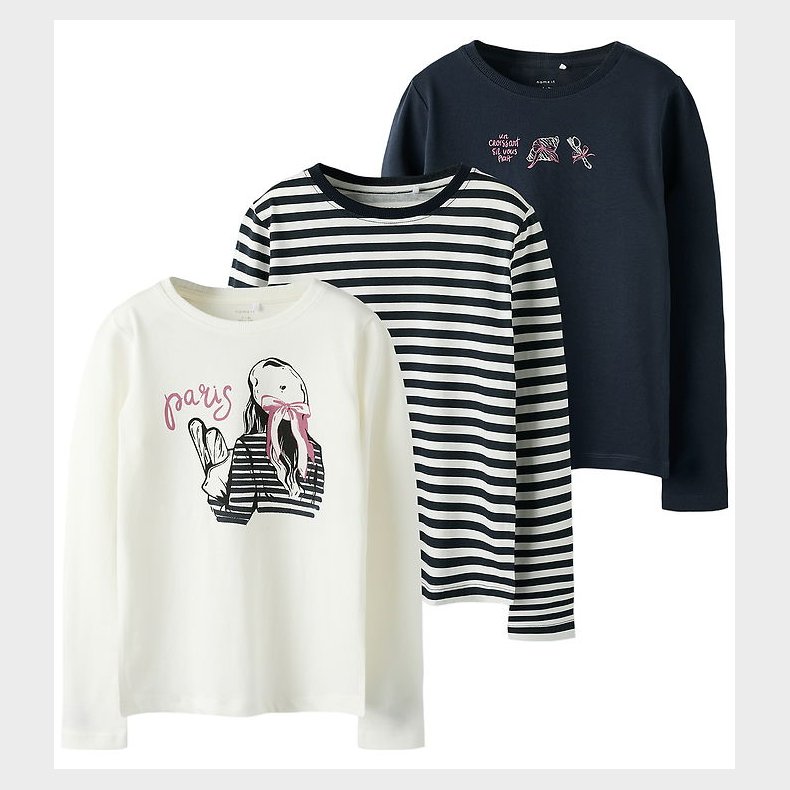 Name It Bluse - 3-Pak - NkfNiana - Dark Sapphire/Dark Sapphire+C