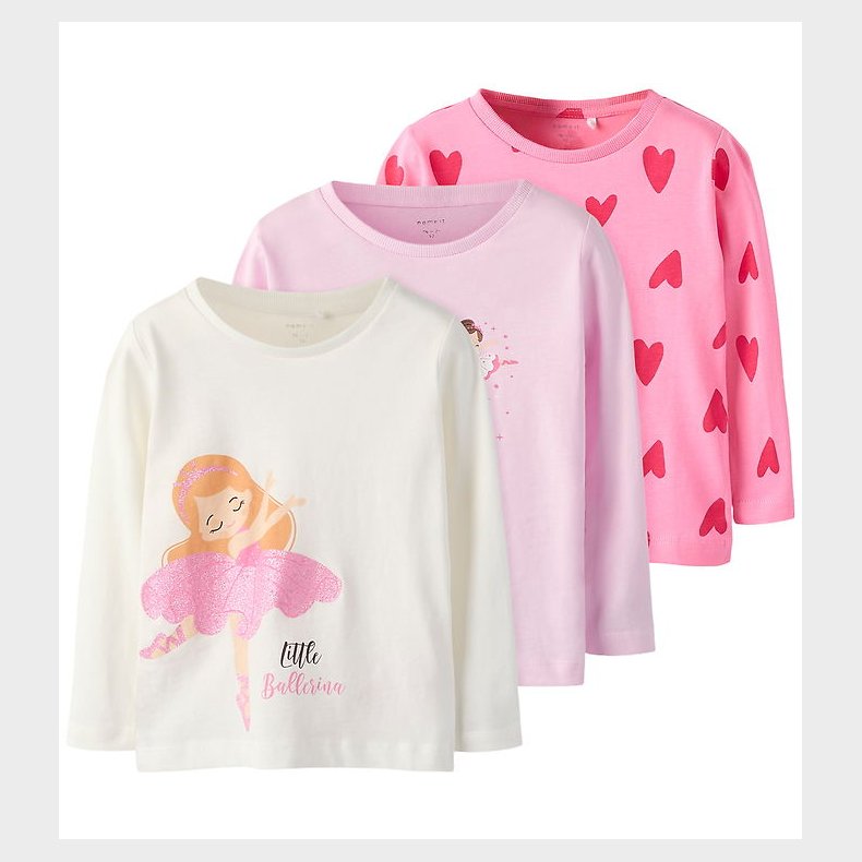 Name It Bluse - 3-Pak - NmfNia - Pirouette/Pirouette+Pink Cosmos