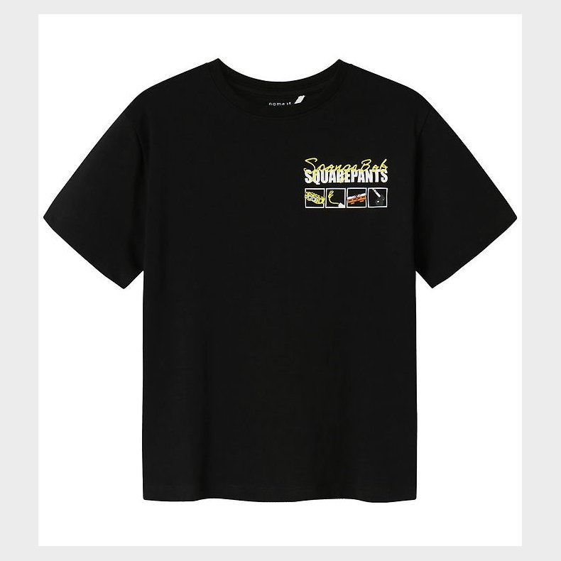 Name It T-shirt - NkmJarl - Svampebob Firkant - Black