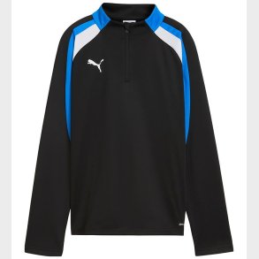 Puma Trningsbluse m. Lynls - Sort m. Bl/Hvid