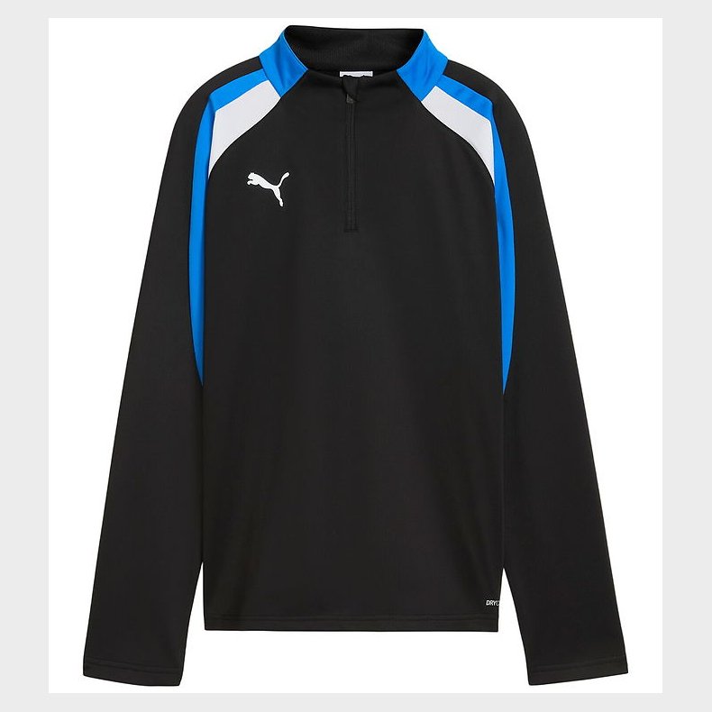 Puma Trningsbluse m. Lynls - Sort m. Bl/Hvid