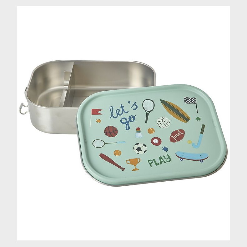 Rice Madkasse - Rustfrit Stl - 2 Rum - Sports Print - Lys Grn