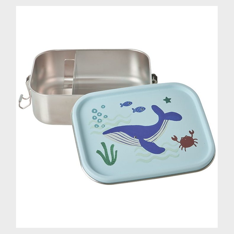 Rice Madkasse - Rustfrit Stl - 2 Rum - Ocean Print - Bl