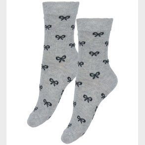 Fuzzies Str�mper - 2-Pak - Light Grey m. Sorte Sl�jfer