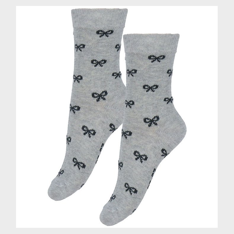 Fuzzies Str�mper - 2-Pak - Light Grey m. Sorte Sl�jfer