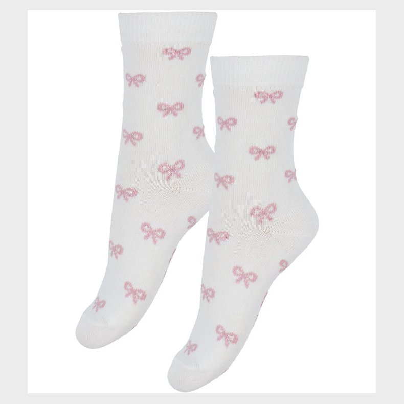 Fuzzies Str�mper - 2-Pak - Hvid m. Rosa Sl�jfer