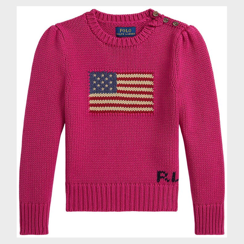 Polo Ralph Lauren Bluse - Strik - Preppy Pink m. Flag