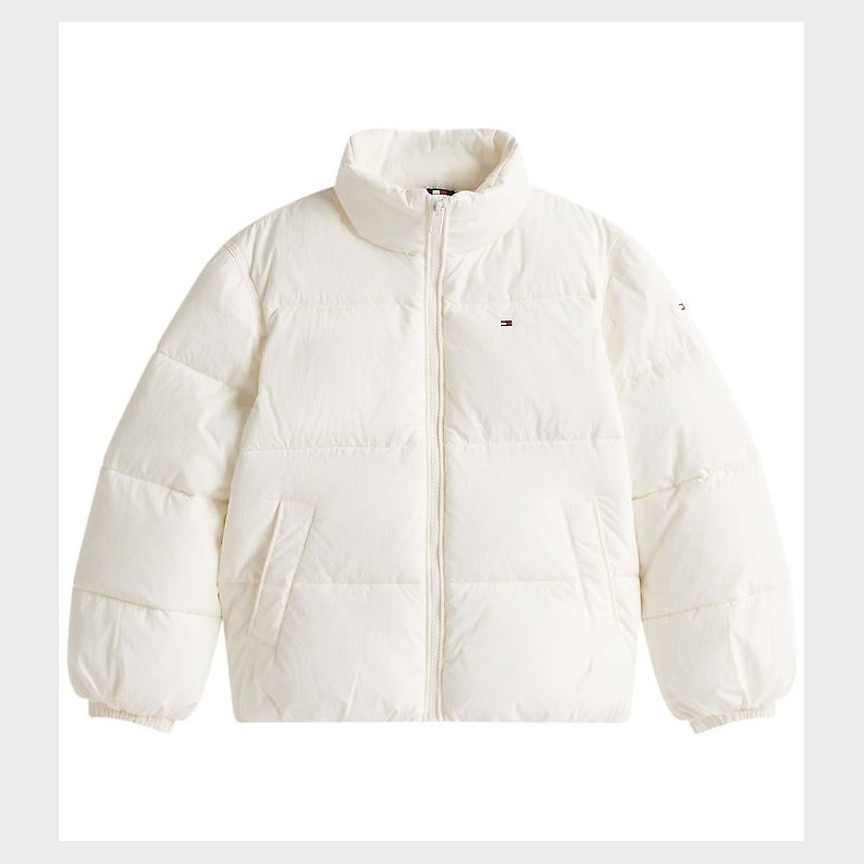 Tommy Hilfiger Dynejakke - Flag Puffer - Ivory Silk
