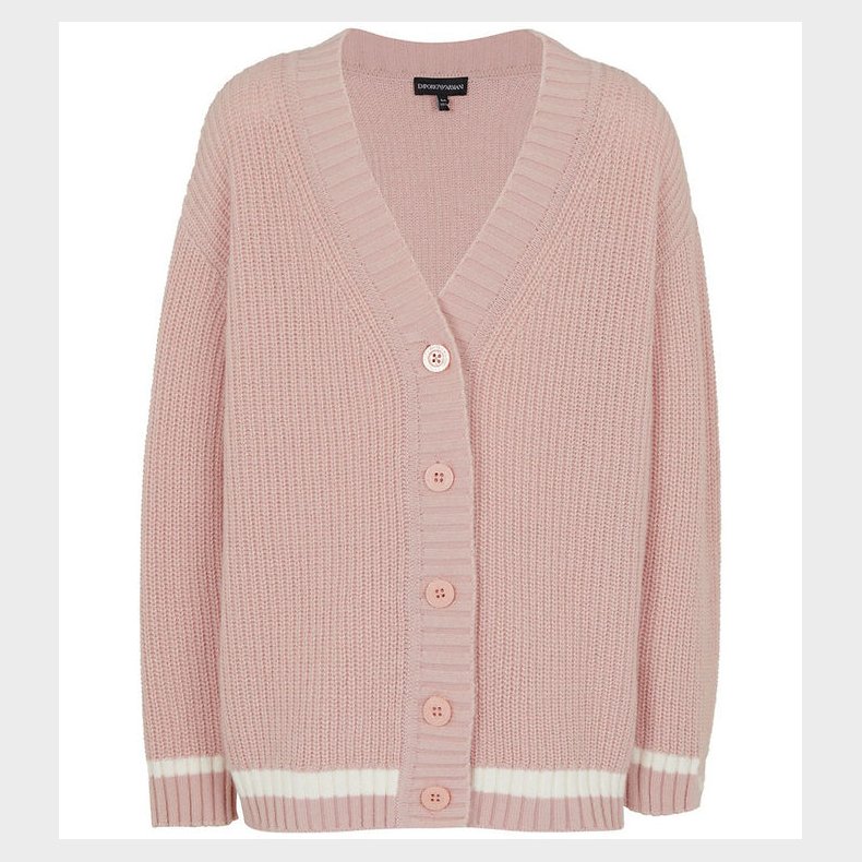 Emporio Armani Cardigan - Strik - Burnished Lilac m. Hvid