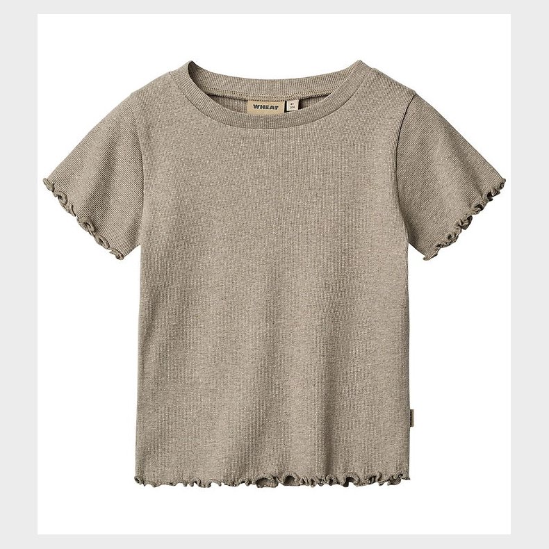Wheat T-shirt - Rib - Alicia - Gravel Melange