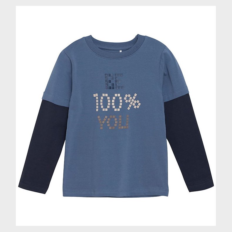 Minymo Bluse - China Blue m. Print