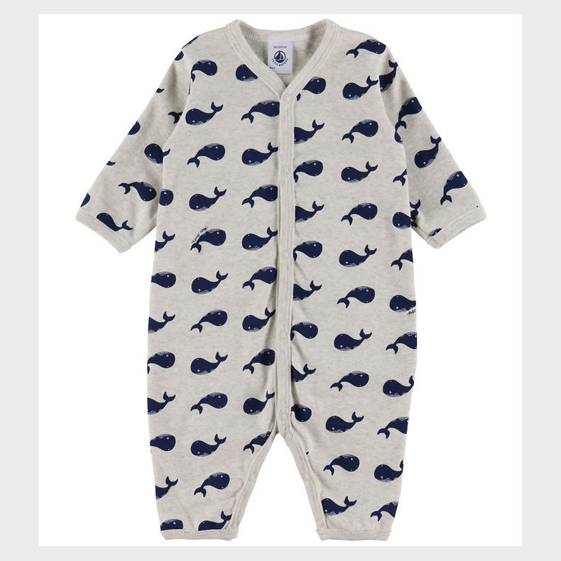 Petit Bateau Natdragt - Beige Melange m. Hval