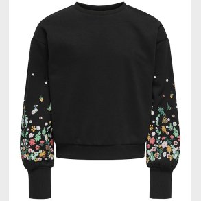 Kids Only Sweatshirt - KogBrooke - Black/Sleeve Flower