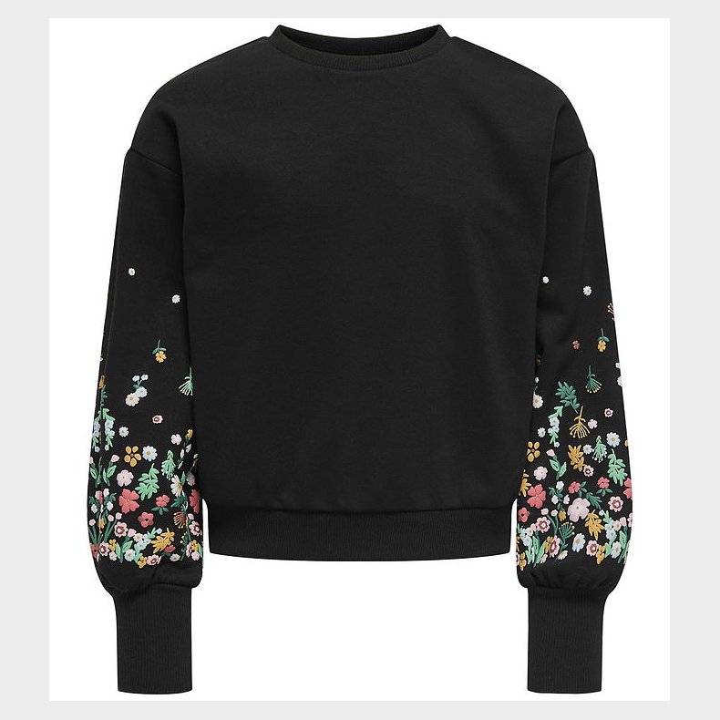 Kids Only Sweatshirt - KogBrooke - Black/Sleeve Flower