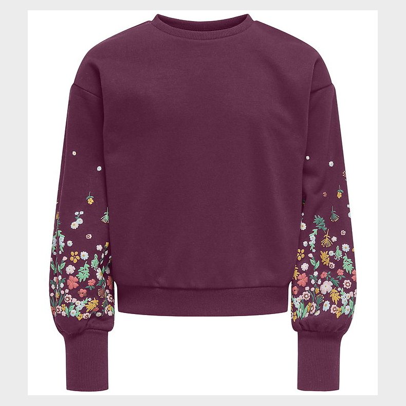 Kids Only Sweatshirt - KogBrooke - Mauve Wine/Sleeve Flower