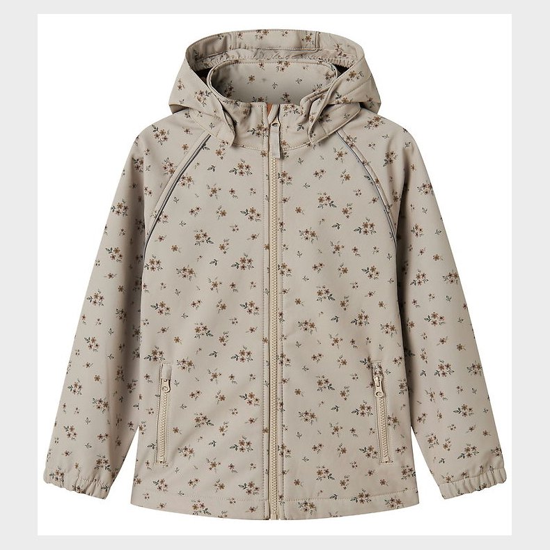 Name It Softshell m. Fleece - NkfAlfa08 - AOP -Pure Cashmere/Bou