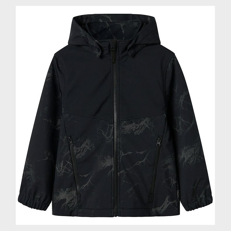 Name It Softshell m. Fleece - NkmAlfa08 - Sort m. Refleksprint