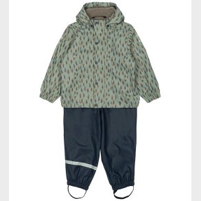 Mikk-Line Regntj m. Fleece - PU - Iceberg Green